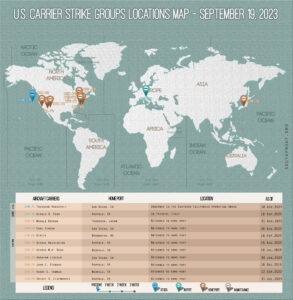 Locations Of US Carrier Strike Groups – September 19, 2023