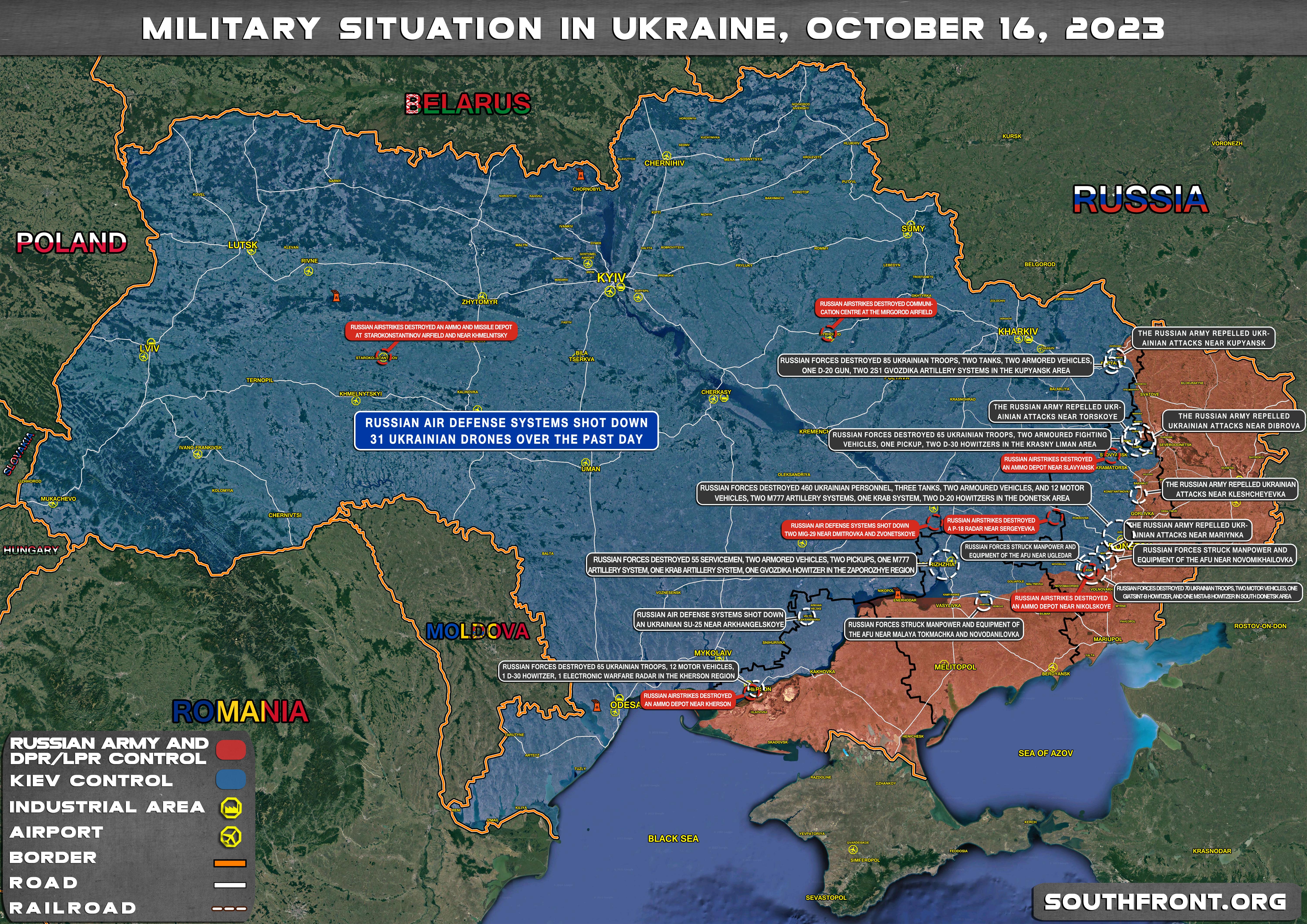 Military Situation On Ukrainian Frontlines On October 16, 2023 (Map Update)