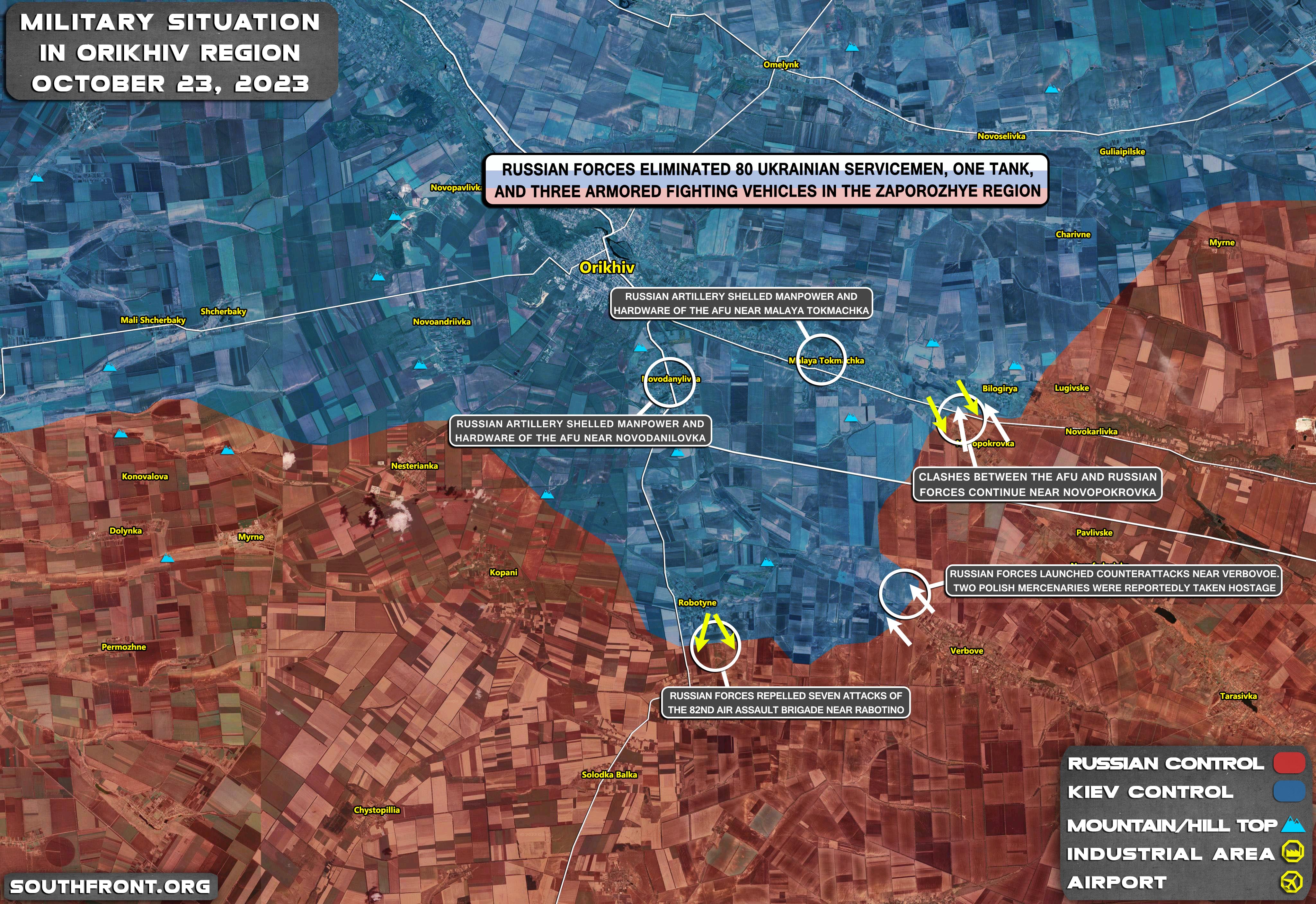 Military Situation In Southern Ukraine On October 23, 2023 (Map Update)