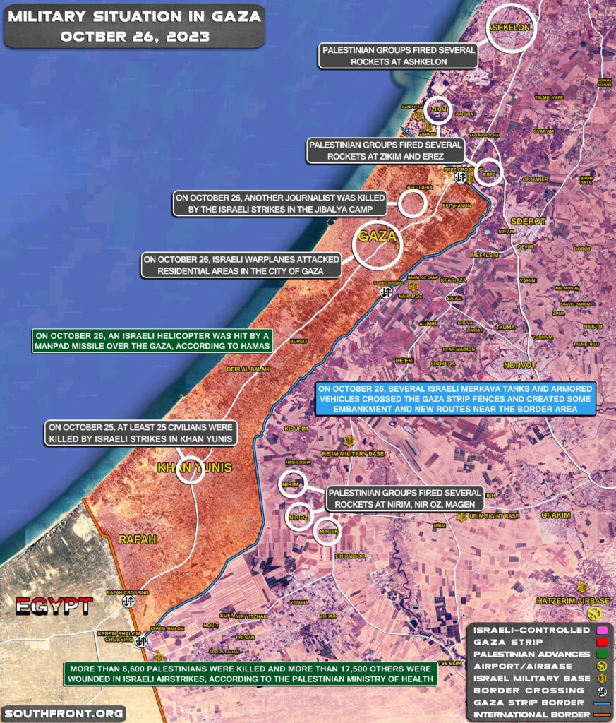 Gaza Map Now Military Situation In Gaza Strip And Northern Israel On October 26 ...