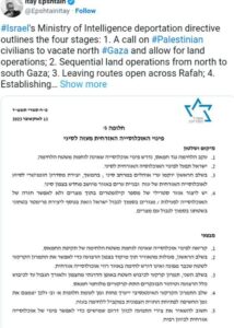 Leaked: Israeli Plan To Ethnically Cleanse Gaza