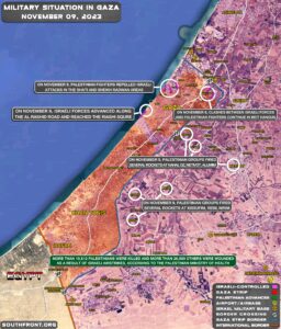 Military Situation In Gaza Strip, On Israeli-Lebanese Border On November 9, 2023 (Map Update)