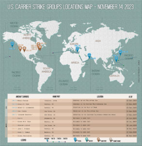 Locations Of US Carrier Strike Groups – November 14, 2023