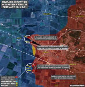 Military Situation In Mariinka Area, DPR (Map Update On February 15, 2024)