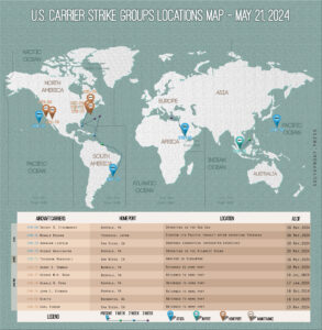 Locations Of US Carrier Strike Groups – May 21, 2024