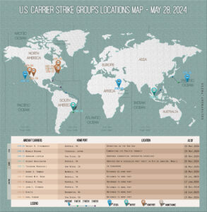 Locations Of US Carrier Strike Groups – May 28, 2024