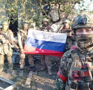 Russian Flag Raised In Kotlyarovka, Kharkiv Region