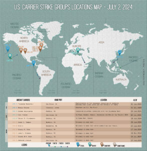 Locations Of US Carrier Strike Groups – July 2, 2024