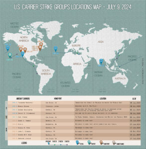 Locations Of US Carrier Strike Groups – July 9, 2024