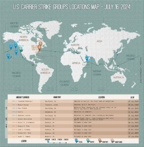 Locations Of US Carrier Strike Groups – July 16, 2024