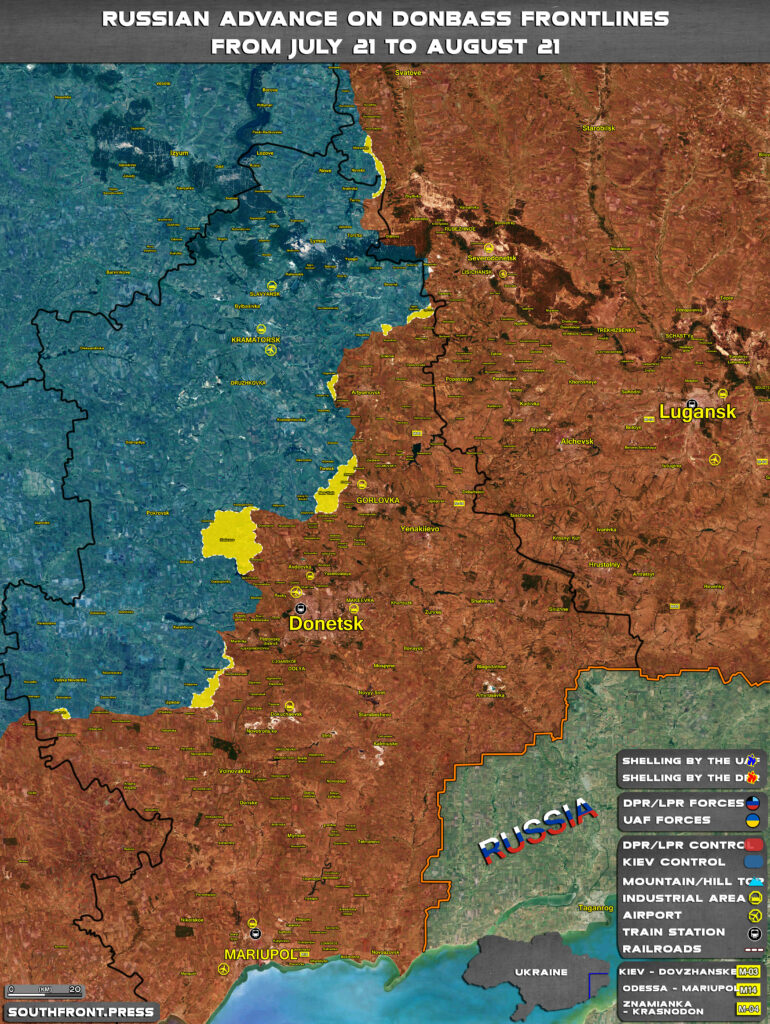 Map Update: Russian Advance On Donbass Frontlines From July 21 To August 21