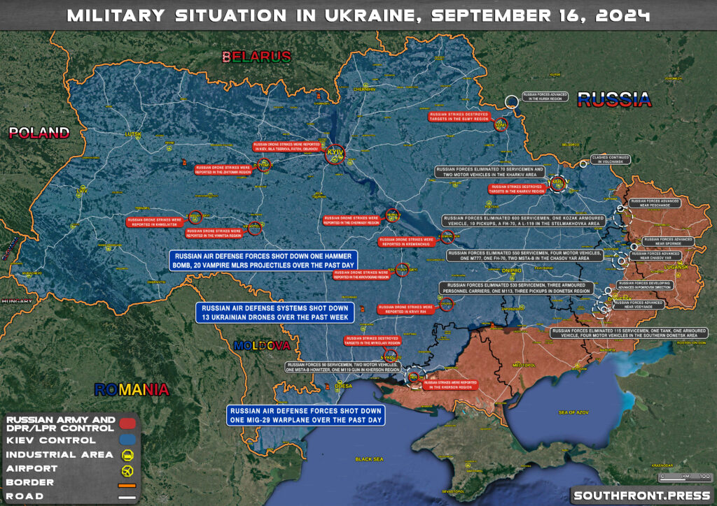 Military Situation In Russian Kursk Region And On Ukrainian Frontlines On September 16, 2024 (Maps Update)