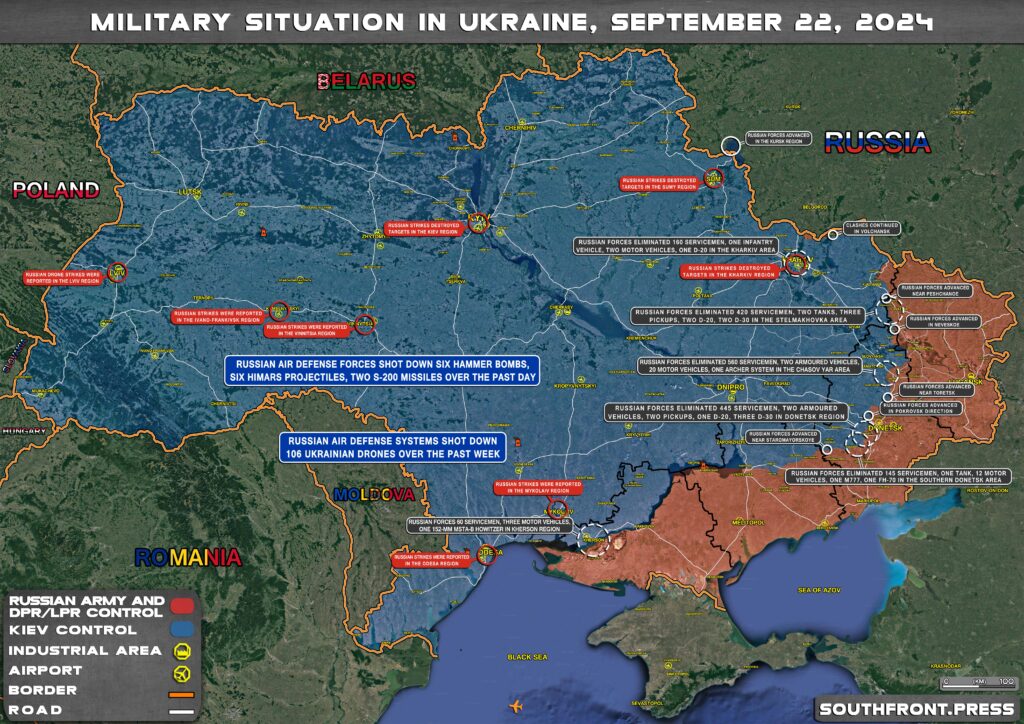 Military Situation In Russian Kursk Region And On Ukrainian Frontlines On September 22, 2024 (Maps Update)