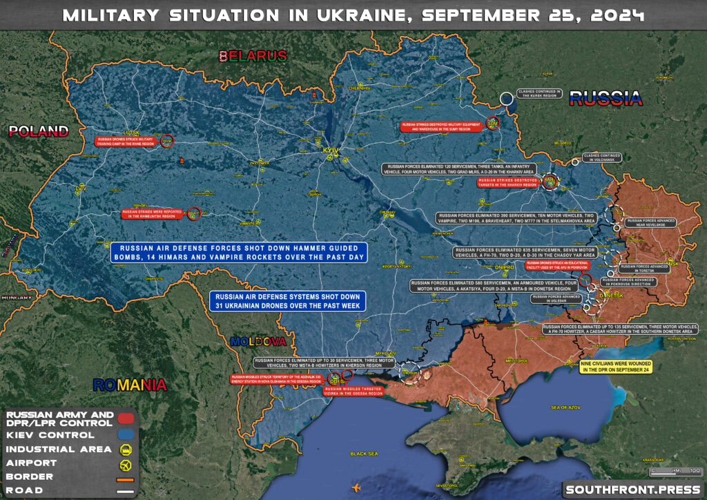 Military Situation In Russian Kursk Region And On Ukrainian Frontlines On September 25, 2024 (Maps Update)