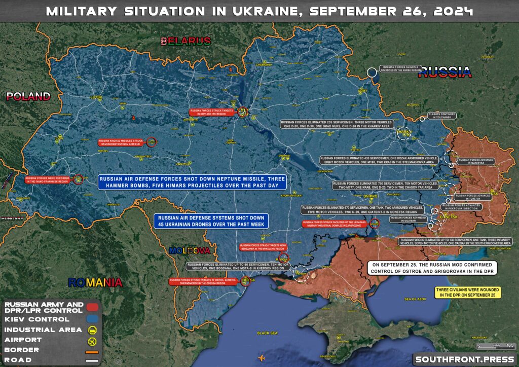 Military Situation In Russian Kursk Region And On Ukrainian Frontlines On September 26, 2024 (Maps Update)