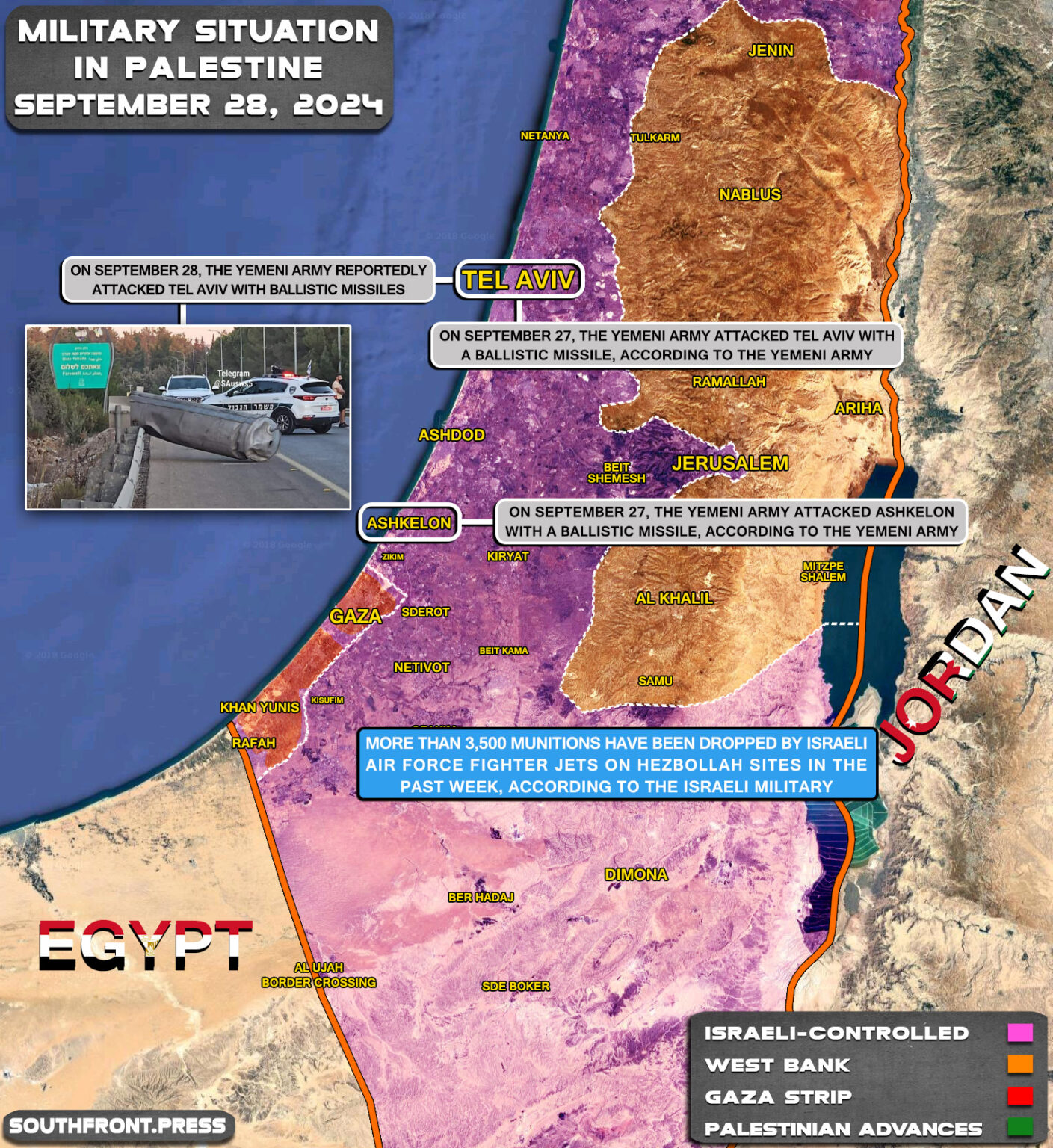 Military Situation In Palestine On September 28, 2024 (Map Update)South