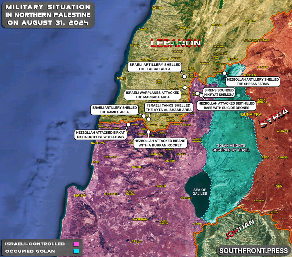 Military Situation On Israeli-Lebanese Border On August 31, 2024 (Map Update)