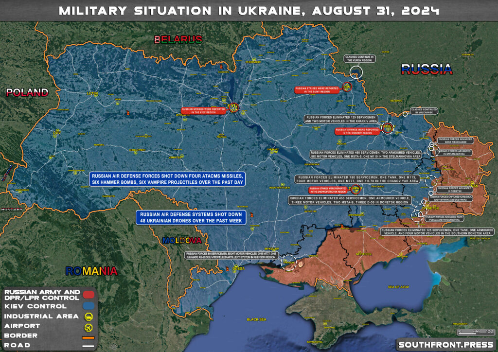 Military Situation In Russian Kursk Region And On Ukrainian Frontlines On August 31, 2024 (Map Update)