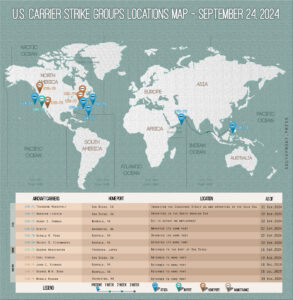 Locations Of US Carrier Strike Groups – September 24, 2024