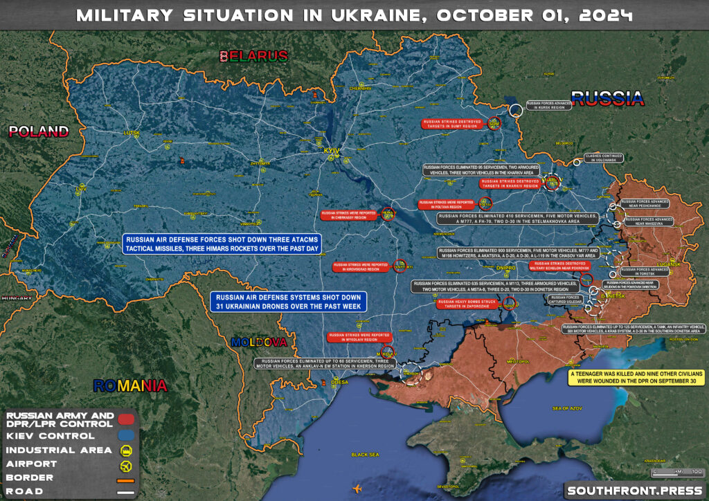 Military Situation In Russian Kursk Region And On Ukrainian Frontlines On October 1, 2024 (Maps Update)