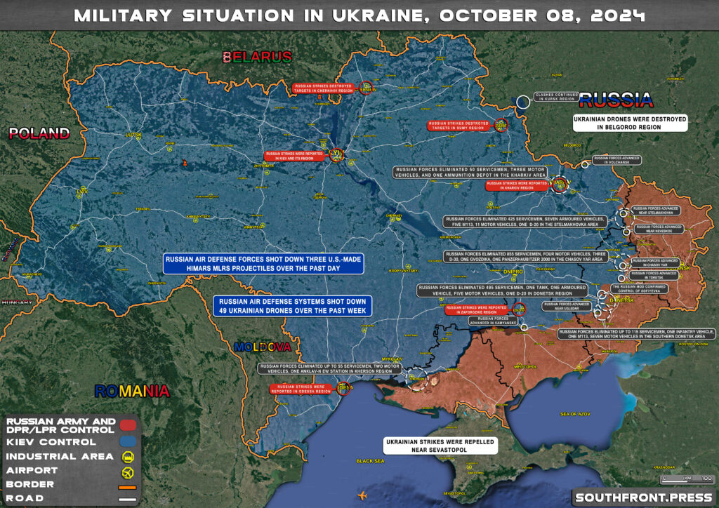 Military Situation In Russian Kursk Region And On Ukrainian Frontlines On October 8, 2024 (Maps Update)