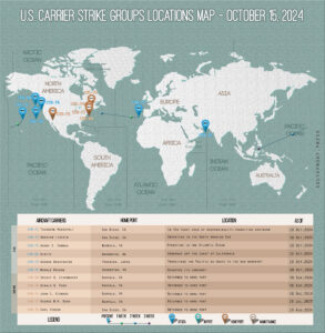 Locations Of US Carrier Strike Groups – October 15, 2024