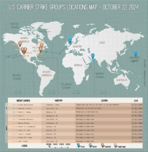 Locations Of US Carrier Strike Groups – October 22, 2024