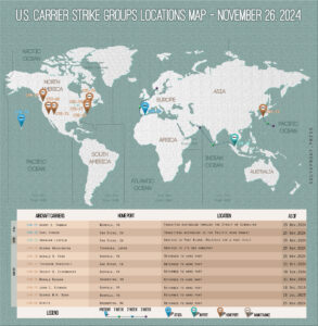 Locations Of US Carrier Strike Groups – November 26, 2024