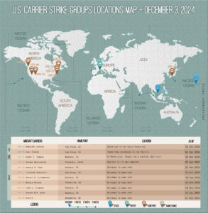 Locations Of US Carrier Strike Groups – December 3, 2024