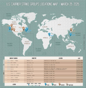 Locations Of US Carrier Strike Groups – March 25, 2025