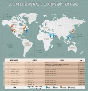 Locations Of US Carrier Strike Groups – May 6, 2025