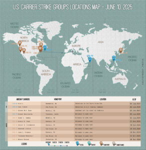 Locations Of US Carrier Strike Groups – June 10, 2025