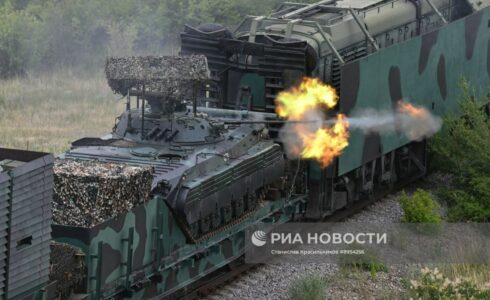 Russian Heavily-Armed Armored Train Takes Part In Exercise In Military Operation Zone (Photos)
