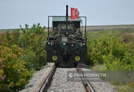 Russian Heavily-Armed Armored Train Takes Part In Exercise In Military Operation Zone (Photos)