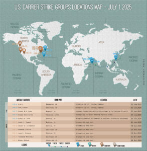 Locations Of US Carrier Strike Groups – July 1, 2025