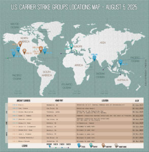 Locations Of US Carrier Strike Groups – August 5, 2025