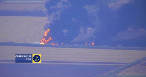 Drone Footage Shows Rare Strikes on Russian Fuel Train in Zaporozhzhie