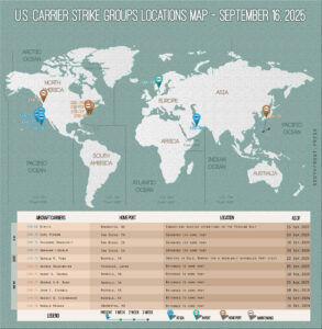 Locations Of US Carrier Strike Groups – September 16, 2025