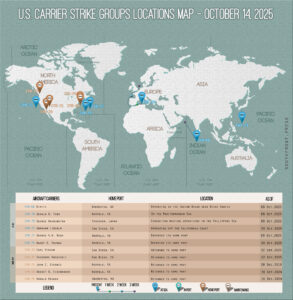 Locations Of US Carrier Strike Groups – October 14, 2025