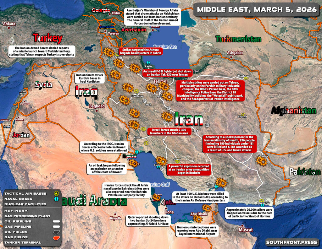 Military Situation In The Middle East On March 5 2026 Map Update 05Mar Middle East Map 1024x793 